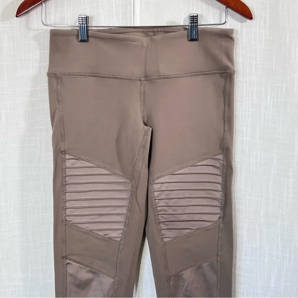 Alo Yoga Moto Gravel Gloss High Waisted Athletic Workout Gym Leggings Size S